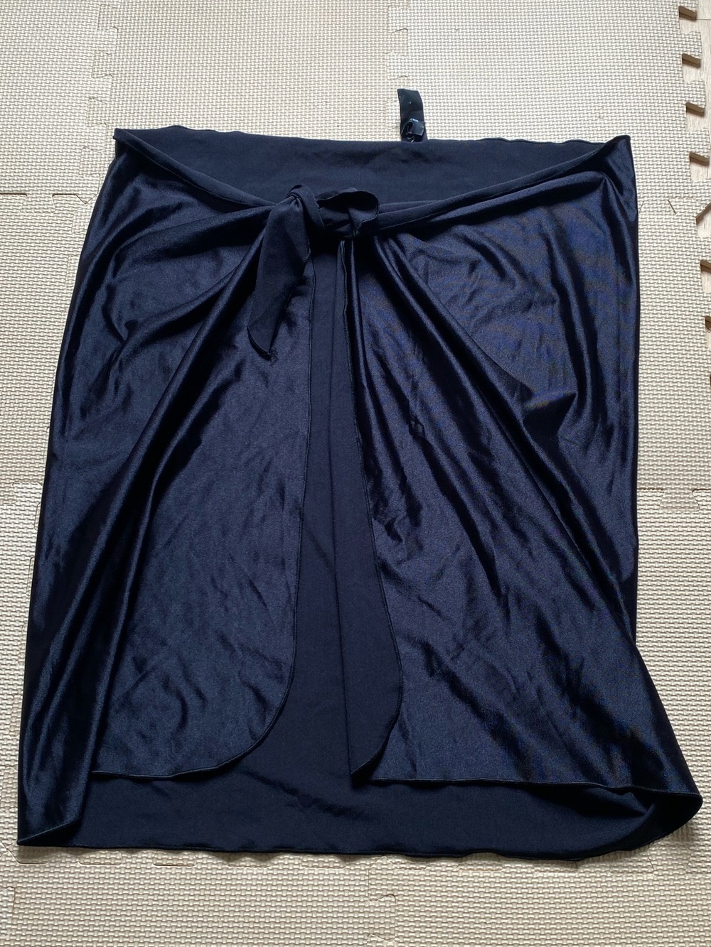 In The Shade Vintage Black Coverup Wrap Sarong with Front Tie